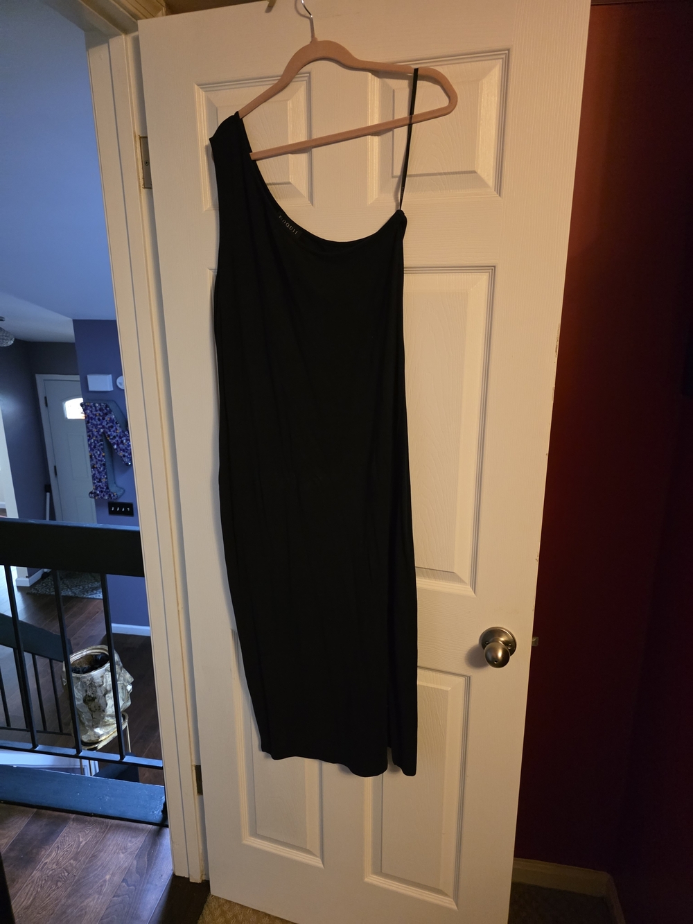 Eloquii One-Shoulder Black Slip Dress